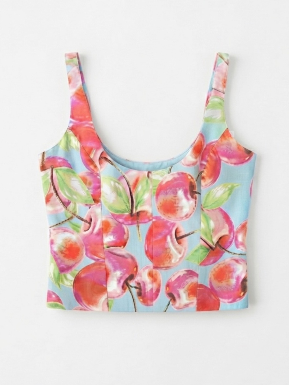 2000s Vintage Custom Cherry Print Cropped Bustier Top